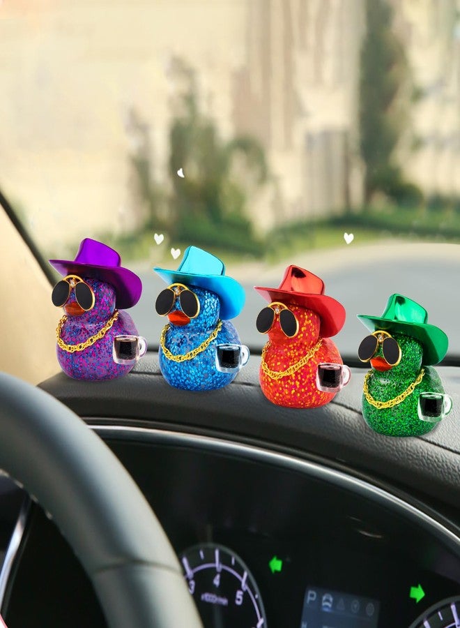 wonuu Coffee Lover Rubber Duck, Cafe Bar Car Dashboard Decoration Iced Americano Ducks Espresso Duckie Mini Sparkly Sequined Ducky, Dark Red - Image 5